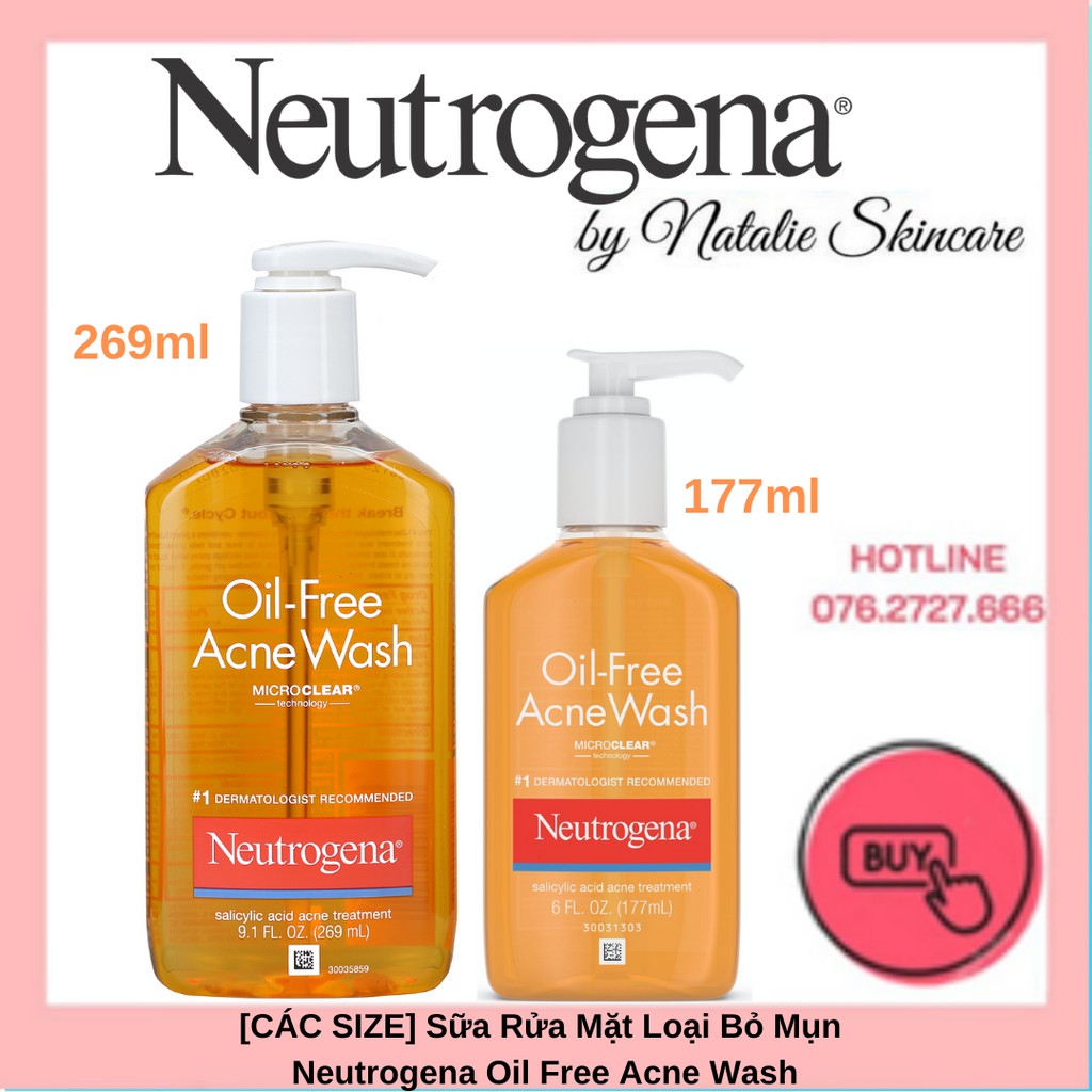 [CÁC SIZE] Sữa Rửa Mặt Loại Bỏ Mụn Neutrogena Oil Free Acne Wash