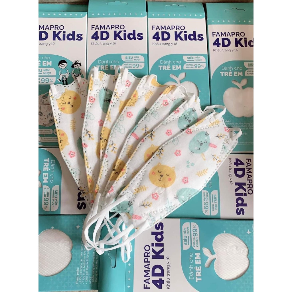[Hỏa Tốc Q10] Khẩu trang y tế trẻ em Famapro 4D Kids hình thú siêu dễ thương (10 cái/hộp)