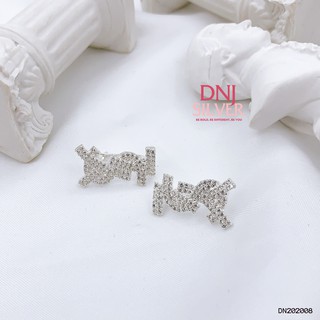 Bông tai bạc nữ, bạc ý - bông tai bạc nữ ysl đính đá btns0005 -trang sức bạc dnj