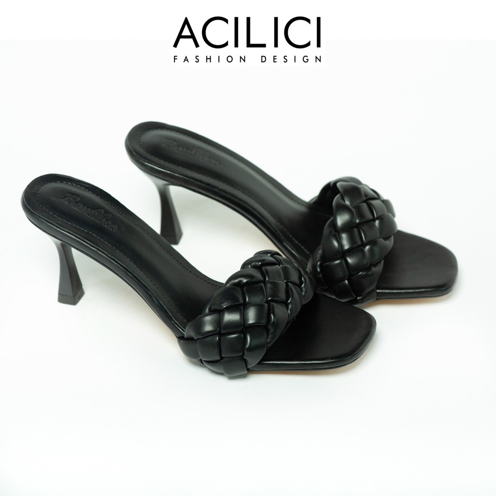 Dép cao gót nữ ACILICI coi bính, guốc nữ thời trang fom chuẩn size 35-40 gót cao 7p màu xanh, đen và kem, tím_TC014