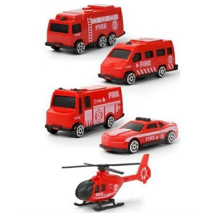 Bộ Xe Cứu Hỏa 5 Món Trang Trí Bánh Kem