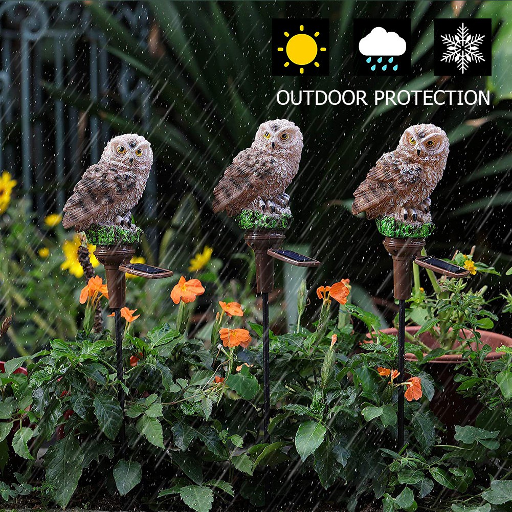 Wonder_LED Solar Light Simulation Owl Lawn Stakes Lamp Yard Art Home Garden Decor