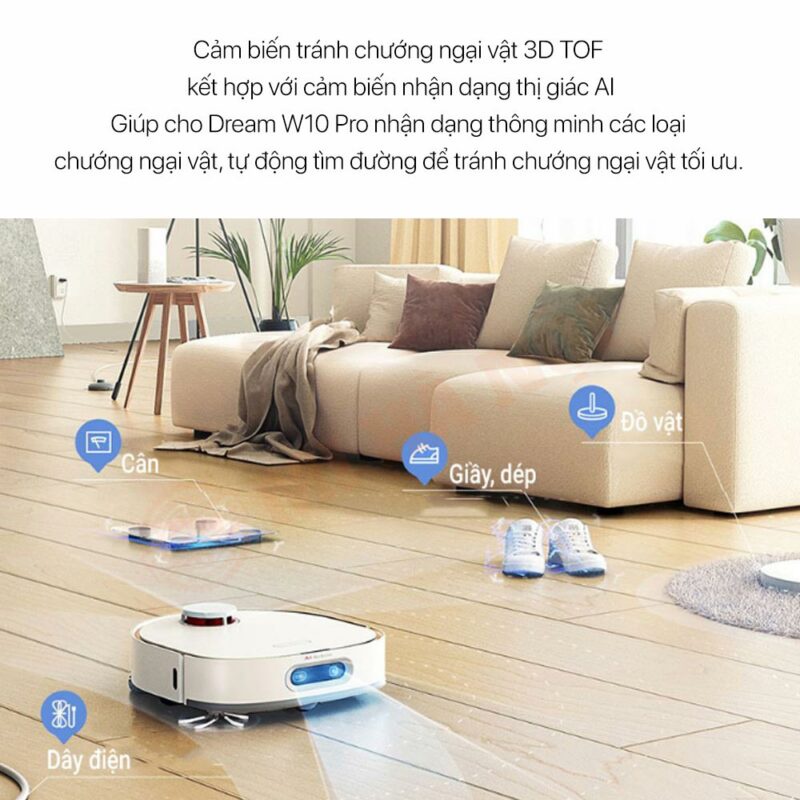 [TẶNG LÒ NƯỚNG] Robot Lau Sàn Hút Bụi Tự Làm Sạch Thông Minh DreameBot W10 Pro - Bản quốc tế - BH 12 tháng