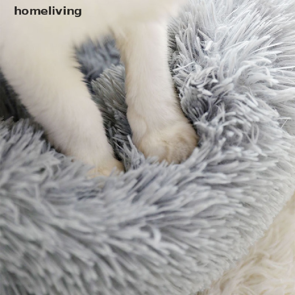 homeliving Comfy Calming Dog/Cat Bed Round Super Soft Plush Pet Bed Marshmallow Cat Bed .