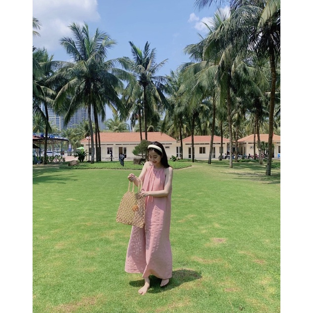 Váy đôi mẹ và bé, váy Yếm dành cho mẹ và bé chất thô xốp mát mẻ