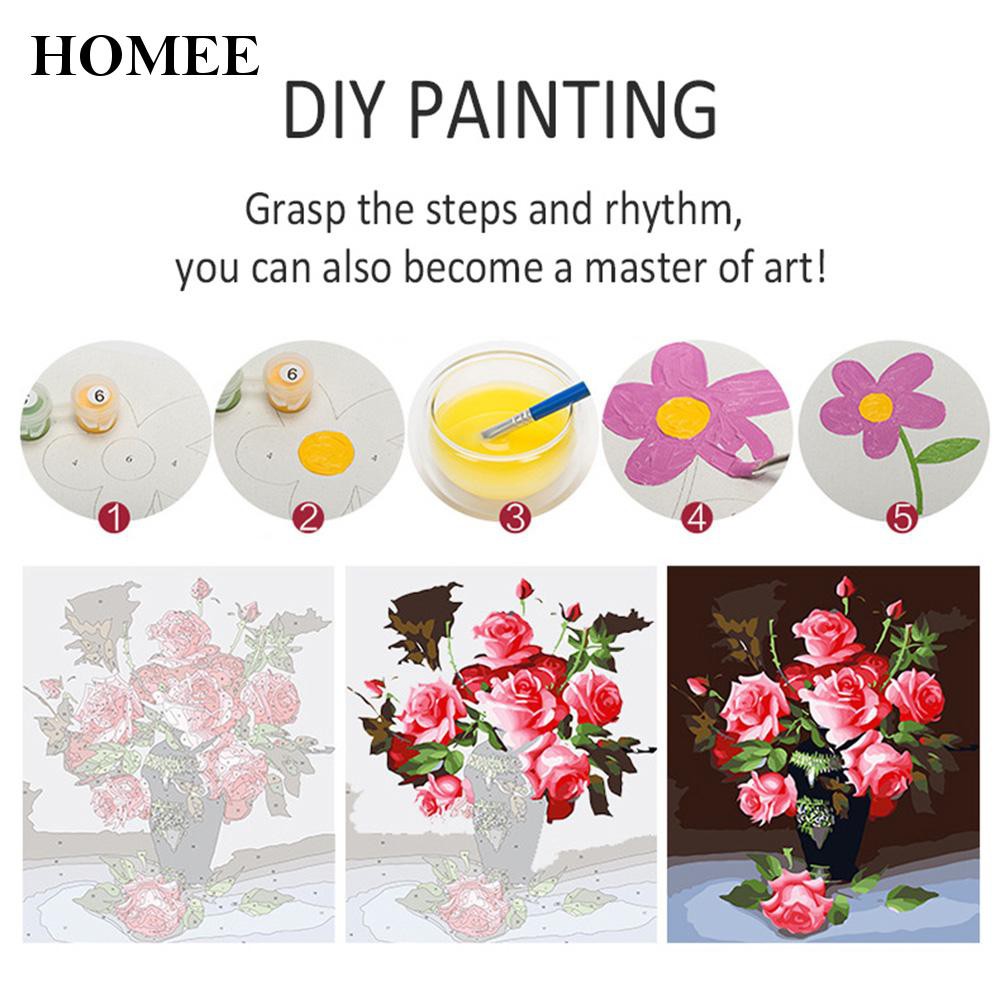 homee Paint by Numbers Kit DIY Oil Painting 40 x 50cm Colorful Daisy Blossom Flowers For Home Decoration  DIY Exquisite