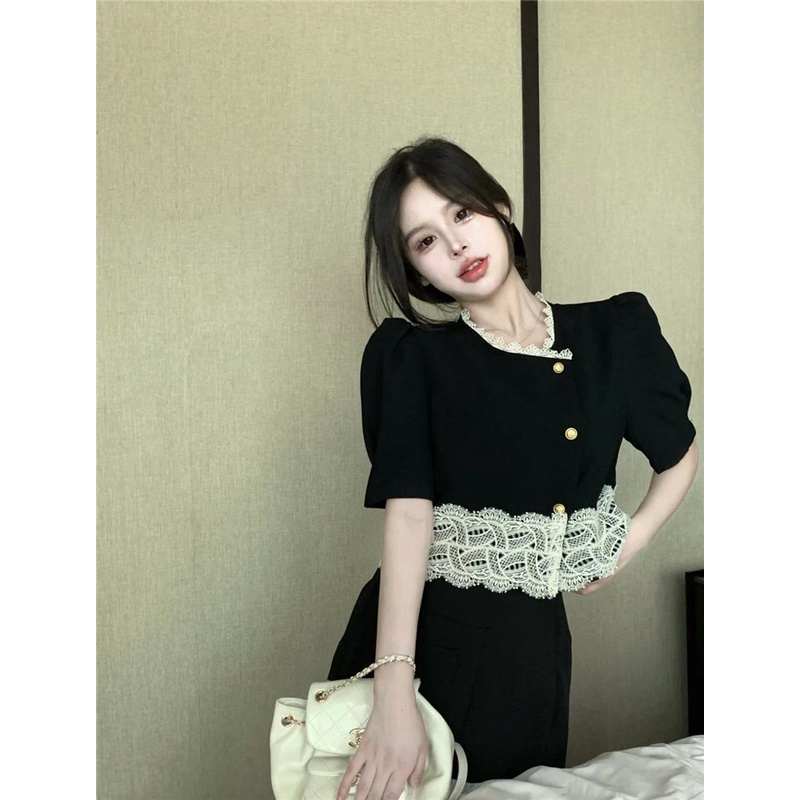 XIAO ZHAI NV QADCOL Áo Sơ Mi Ngắn Viền Ren Phong Cách retro Thời Trang