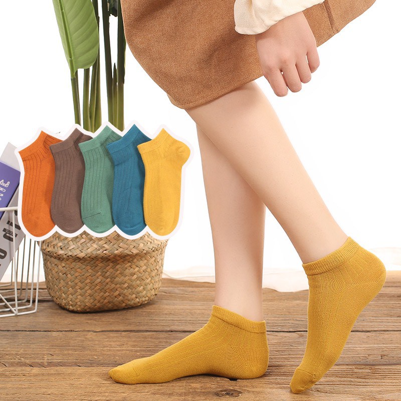 Tất len tăm cổ ngắn chất cotton mềm mịn kiểu dáng Hàn Quốc, vớ unisex