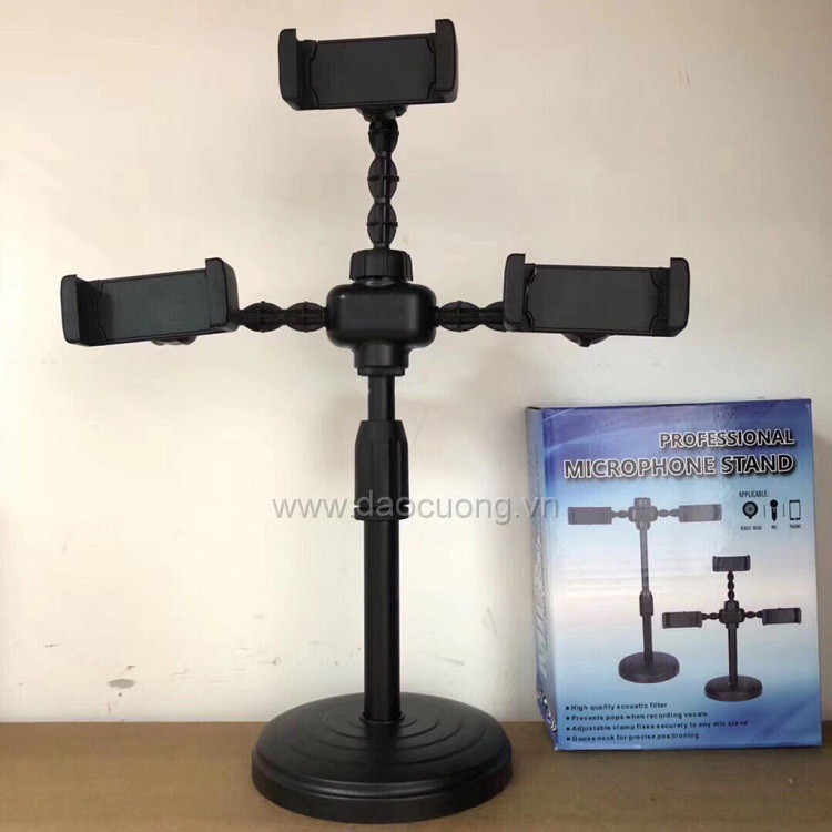 GIÁ ĐỠ KẸP 3 ĐIỆN THOẠI CHÂN TRÒN ĐỂ BÀN CHẮC CHẮN TIỆN DÙNG LIVESTREAM HỌC HỌP HỘI THẢO GIẢNG DẠY ONLINE