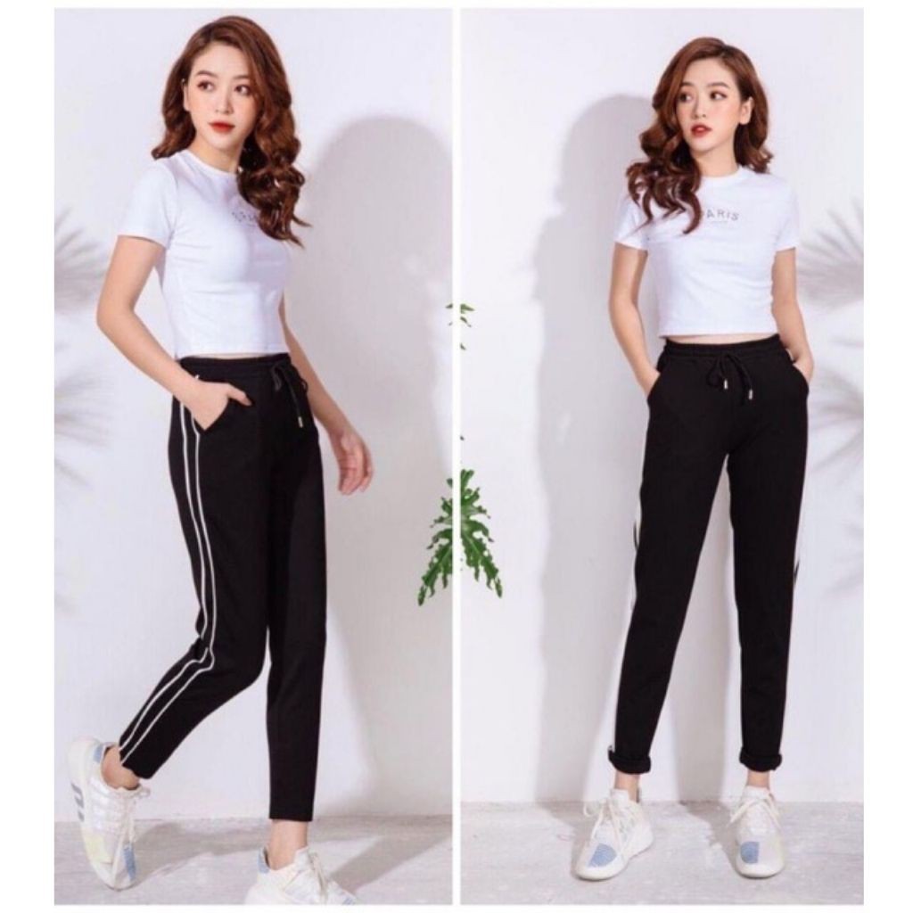Quần thể thao nữ 3 sọc dáng baggy chất umi hàn cực đanh cao cấp
