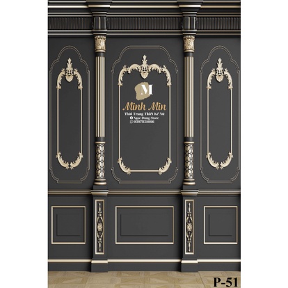 Phông Nền Chụp Ảnh Livestream 3D 5D Họa Tiết Khung Tân Cổ Điển Sang Trọng