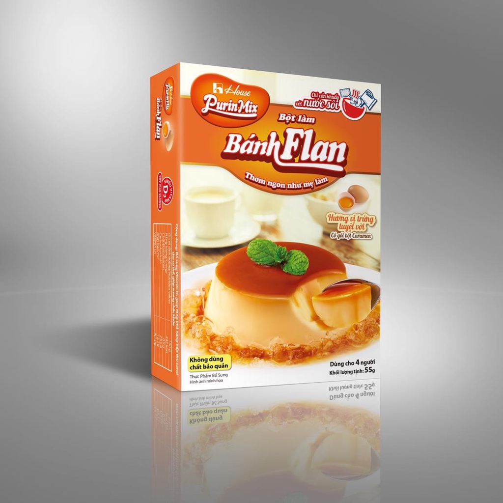 Bột làm bánh flan Nhật PurinMix vị trứng - Đậm vị trứng, béo mịn, an toàn, tiện lợi - Hộp 4 phần