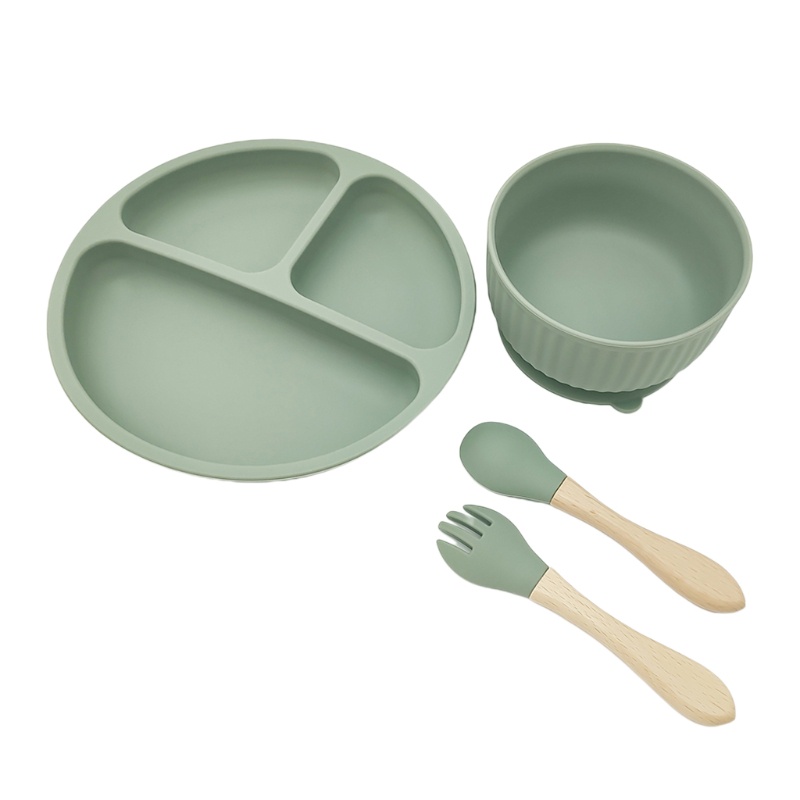 Bộ Dụng Cụ Tập Ăn 4 Món Bằng Silicone Cho Bé