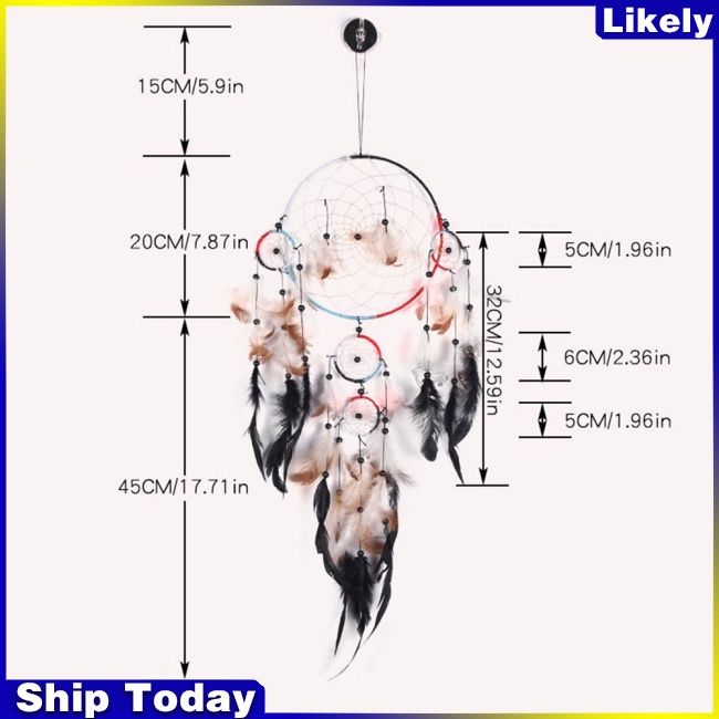 Dreamcatcher Đính Lông Vũ Phong Cách Cổ Điển Độc Đáo Dùng Trang Trí Nhà Cửa