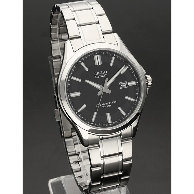 Đồng Hồ Nam Casio MTS-100D-1AVDF Dây Kim Loại - Kính Saphia - Tuổi Thọ Pin 10 Năm