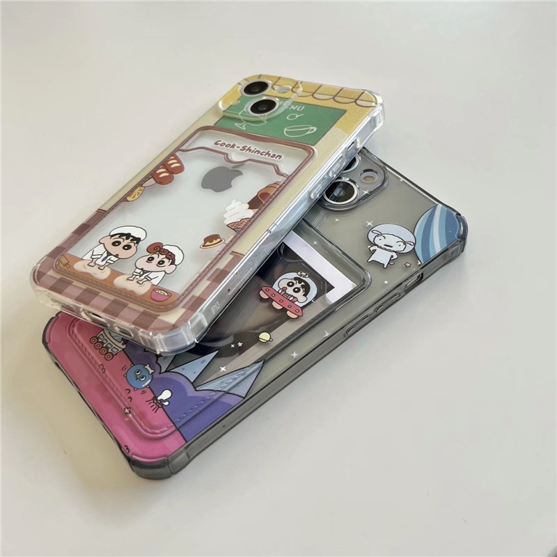 Ốp Điện Thoại Dẻo Họa Tiết Hoạt Hình Cậu Bé Bút Chì Kèm Giá Đỡ Cho iphone XS/11/12pro max