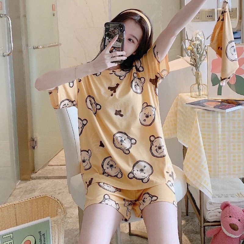 Đồ ngủ ❤️FREESHIP❤️Bộ Đồ Ngủ Lụa pijama cộc tay mặc nhà ulzzang in hình họa tiết dễ thương | BigBuy360 - bigbuy360.vn