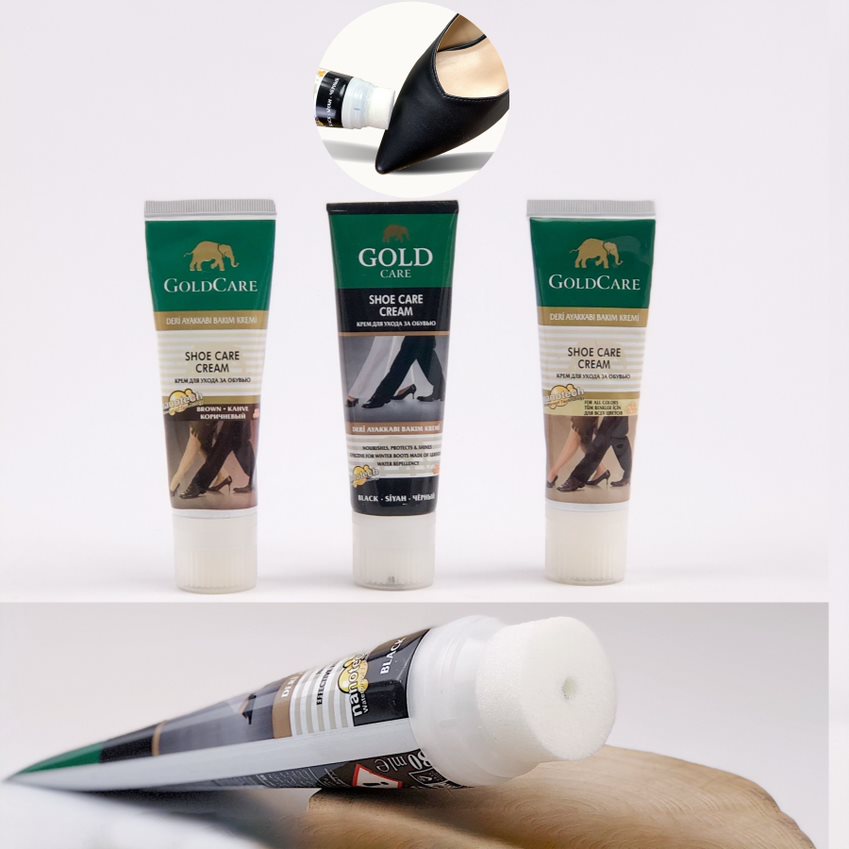 Xi đánh giày cao cấp Goldcare dạng tuýp kem - Dùng được cho áo da, túi xách, sofa da