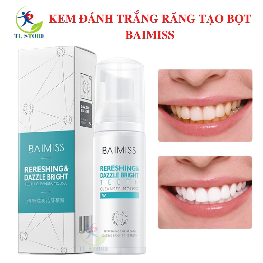 Kem đánh trắng răng tạo bọt Baimiss ngừa hôi miệng