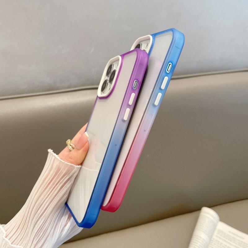 Ốp Điện Thoại Cứng Trong Suốt Chống Sốc Màu Gradient Cho iPhone 13 Pro Max 12 Pro Max 11 Pro Max