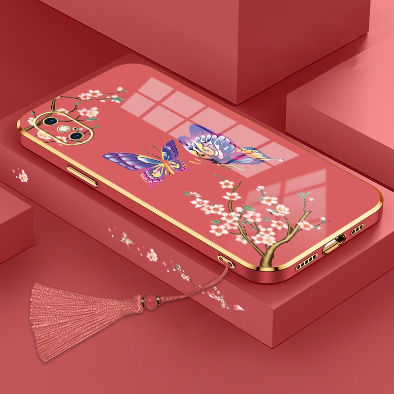 ốp lưng iphone x xs xs max xr Ốp Điện Thoại Silicon Họa Tiết Bươm Bướm Kèm Dây Đeo Cho iphone x xs xs max xr
