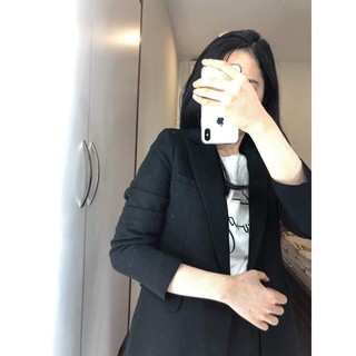 Bộ vest (blazer) nữ đen 2 lớp đứng phom