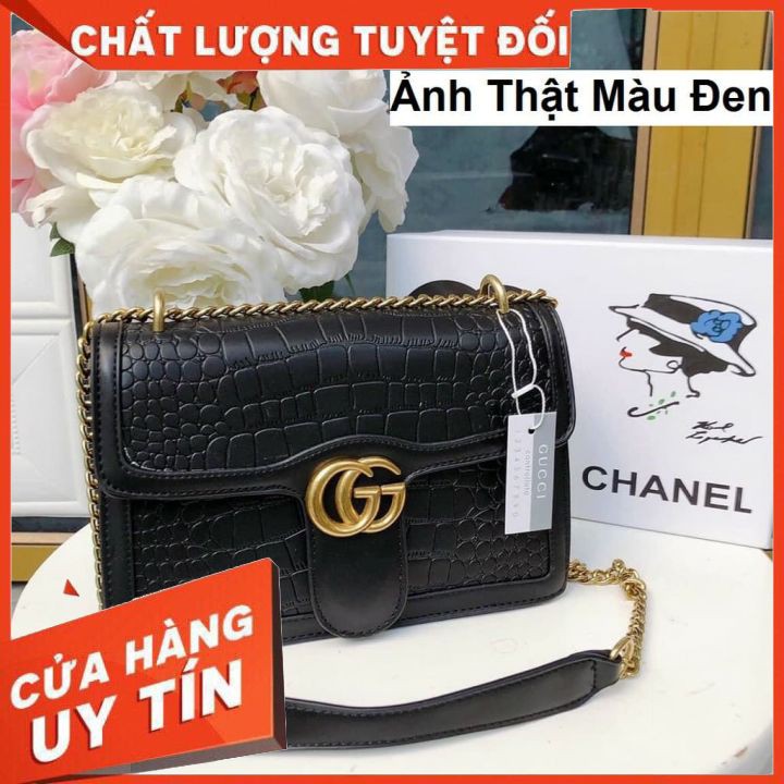 Túi Xách Nữ⚡QG 05⚡Có Ảnh + Video Thật-Da PU 3 Lớp, 3 Ngăn,Có Ngăn Khóa - Dập Vân Chìm, Dây Xích Sịn + Da Đeo Vai Chéo