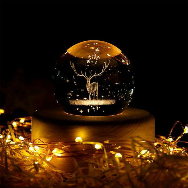 Quà Tặng Giáng Sinh 🎁 🎁 🎁 Quả Cầu Pha Lê Merry Christmas Crystal Ball 3D Laser