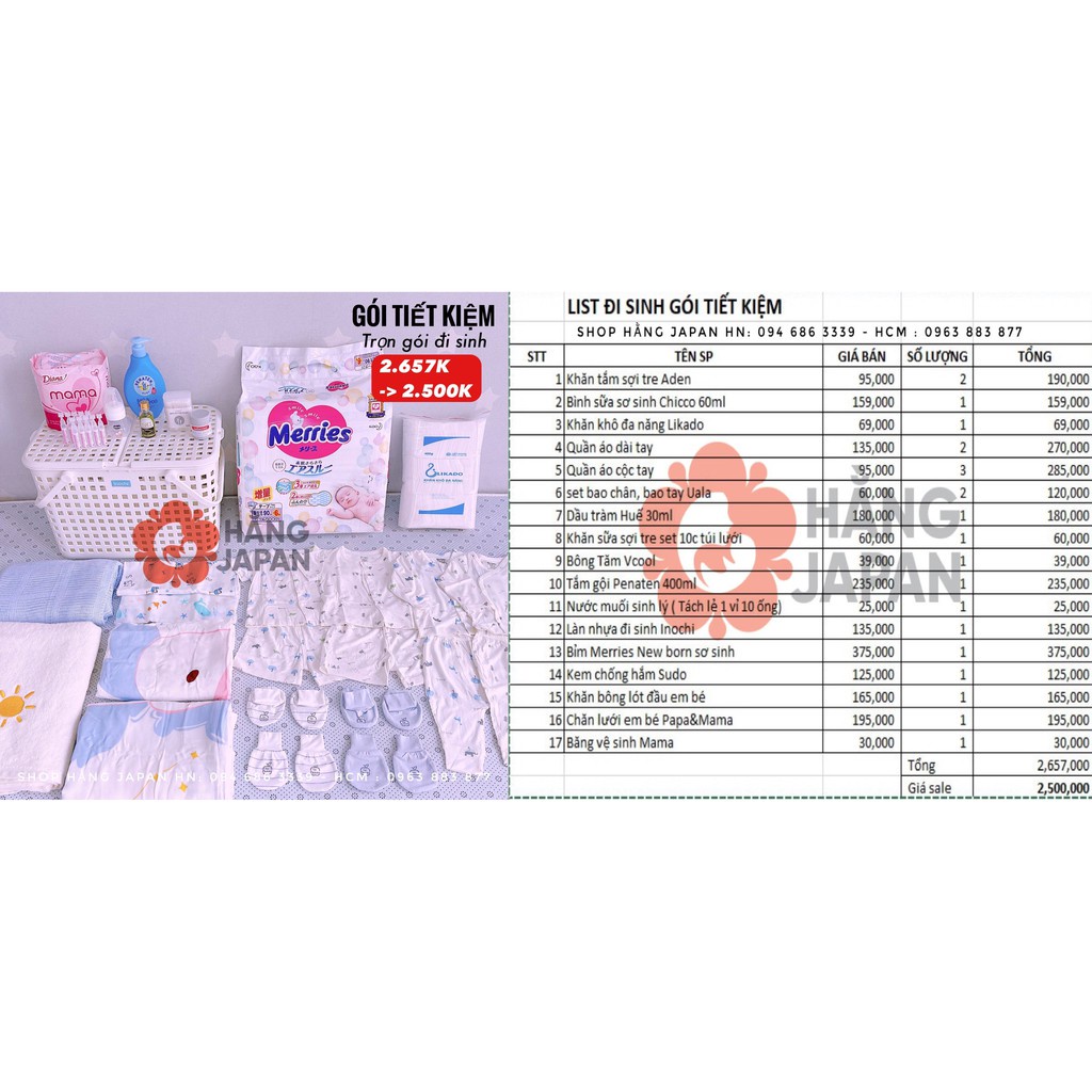 Combo đi sinh từ cơ bản đến VIP cho các mẹ