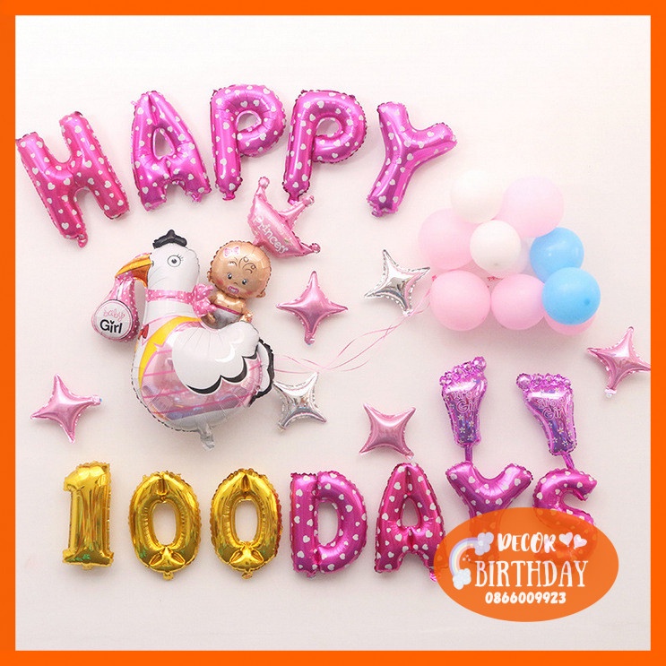 Set Trang Trí Sinh Nhật TUỔI GÀ Cho Bé Trai, Bé Gái, Bóng Y Hình Tặng Kèm Đồ Bơm Băng Dính