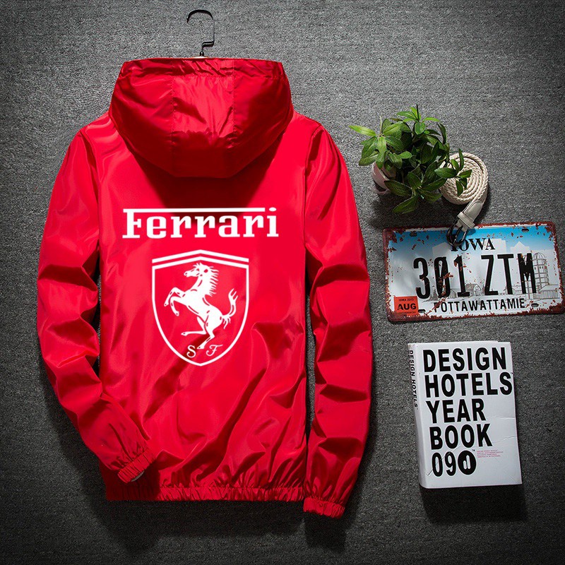Áo Khoác Gió In Logo Ferrari Thời Trang Xuân Thu 2019 Cho Nam Cỡ 7xl