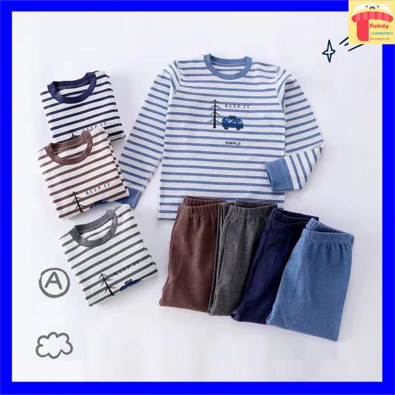 Đồ bộ bé trai 1-5 tuổi hãng MUSIC ISLAND hình oto và chữ START, Bộ dài tay cho bé vải cotton len dày dặn mềm mịn