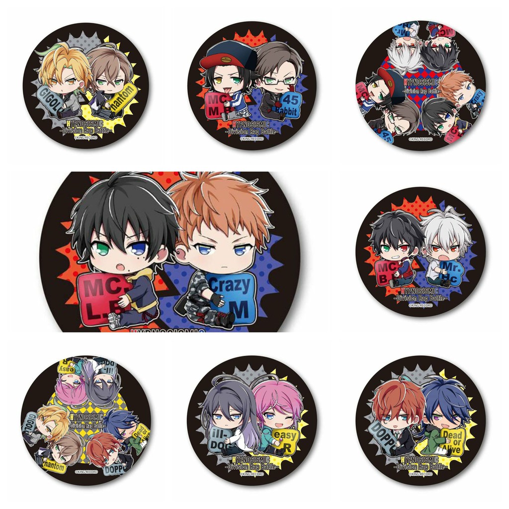 Combo 8 huy hiệu cài áo IN HÌNH Hypmic Hypnosis Mic: Division Rap Battle HYPNOSISMIC anime chibi tiện lợi