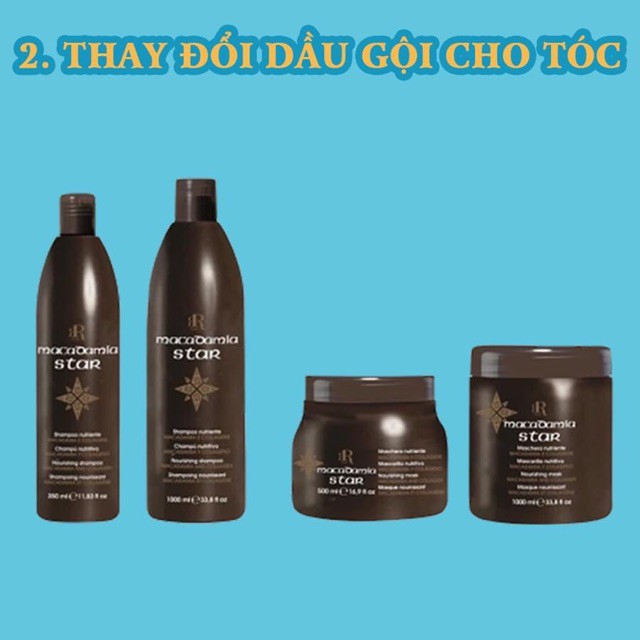 Comboo dầu gội + kem ủ tóc Macadamia star kiềm dầu phục hồi tái tạo sợi tóc hương nước hoa 1000*2