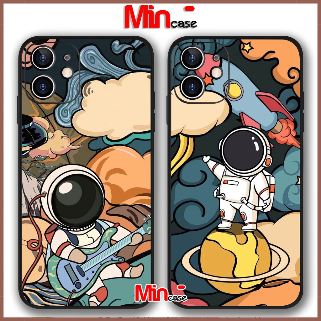 Ốp lưng iPhone Phi hành gia cạnh viền vuông silicon mềm dẻo bảo vệ camera cho iphone 6/6s/7/8/X/XS/11/12/13 Pro Plus Max