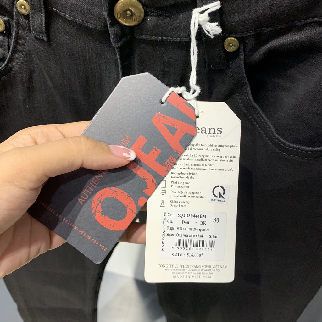 [CHÍNH HÃNG] Quần Jean nam Ojeans ống ôm trẻ trung 30444 - MÀU ĐEN