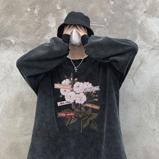 Áo Sweater Cotton Cổ Tròn Dáng Rộng Thời Trang Retro Dành Cho Nam