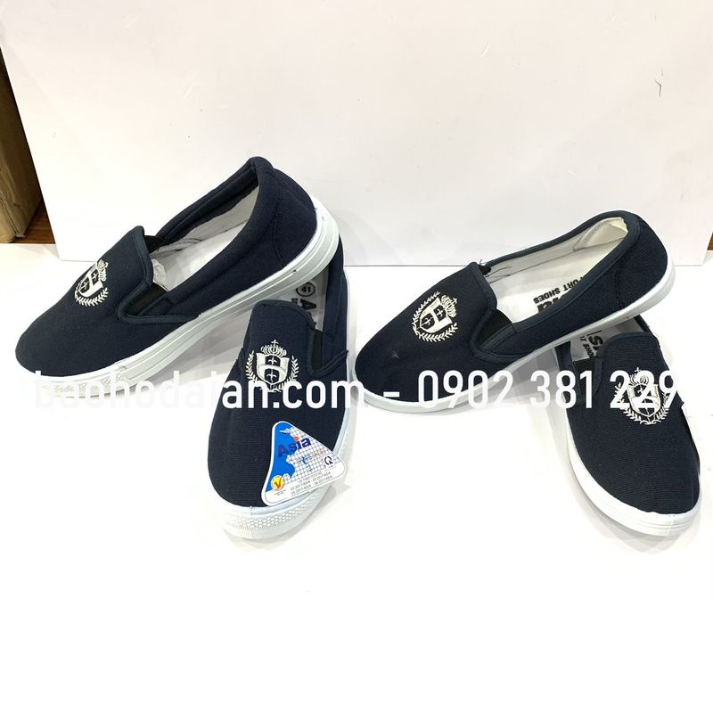 Giày bata vải xỏ (không cột dây) màu xanh đen