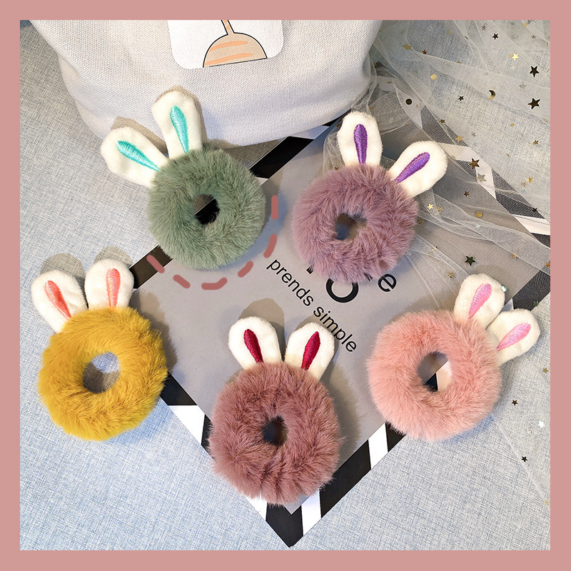 Dây buộc tóc họa tiết tai thỏ đáng yêu cho nữ
