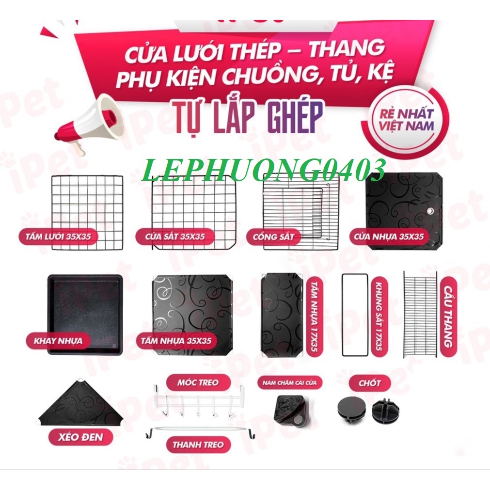 MÈO ,CHUỒNG CHÓ ,CHUỒNG QUÂY DƯỚI 6KG LẮP GHÉP SƠN TĨNH ĐIỆN CHO PET