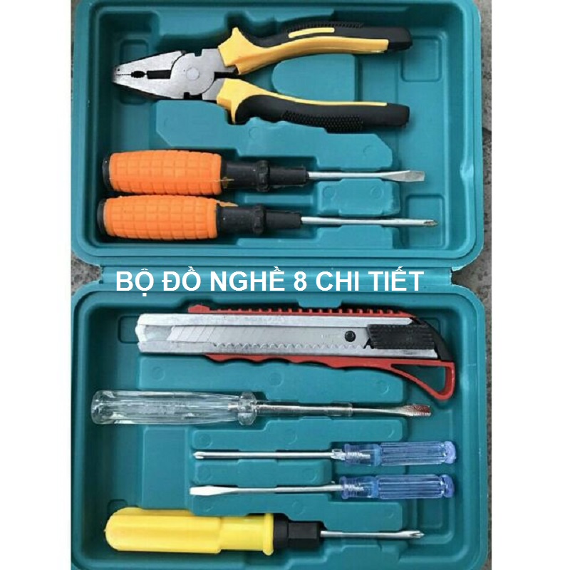 Bộ Dụng Cụ Đồ Nghề Sửa Chữa Dân Dụng Đa Năng 8 Và 16 Món Nhỏ Gọn Kèm Vỏ Hộp Đựng Tiện Lợi