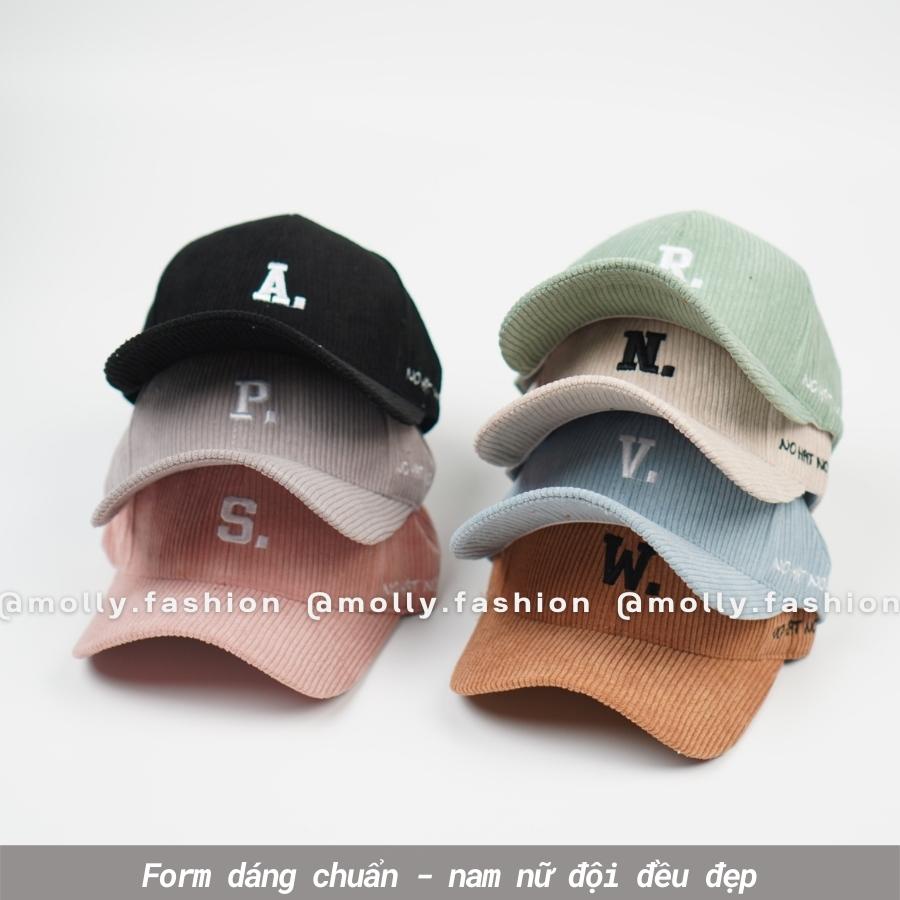 Mũ lưỡi trai Unisex  Nón kết Ulzzang thêu NHIỀU CHỮ nhung tăm cao cấp Molly Fashion – NK10