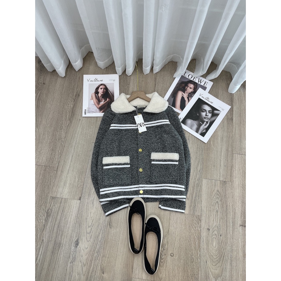 Áo dạ tiêu phối cổ lông viền trắng chất dày dặn cao cấp Bling Store | BigBuy360 - bigbuy360.vn