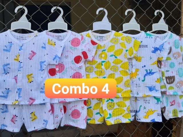 [Xã kho] combo 5Bộ cotton giấy CỘC CÚC GIỮA bé trai bé gái 0-3m