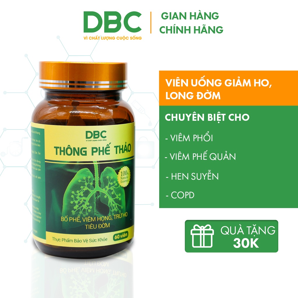 Viên Uống Giảm Ho Thông Phế Thảo DƯỢC BẢO CHÂU Hỗ Trợ Tiêu Đờm, Giảm Đau Rát Họng Kéo Dài Do Viêm Họng