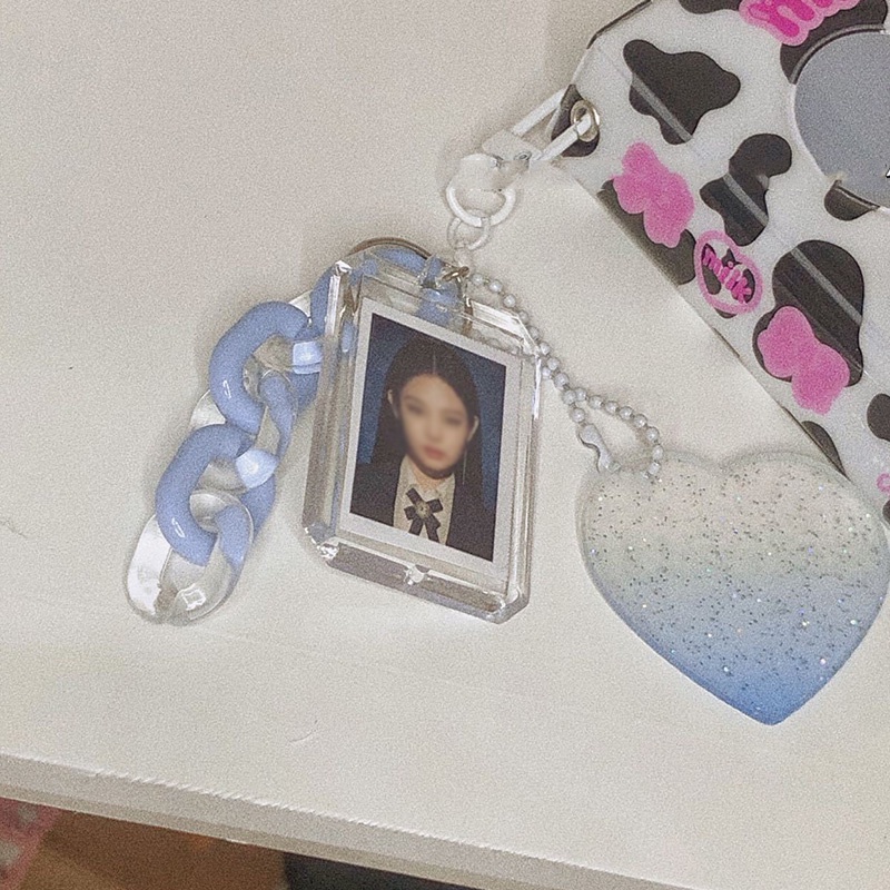 Khung Ảnh Bằng Acrylic Trong Suốt Nhiều Màu Kích Thước 1 inch Có Móc Treo Chìa Khóa Tiện Dụng Giá Đỡ