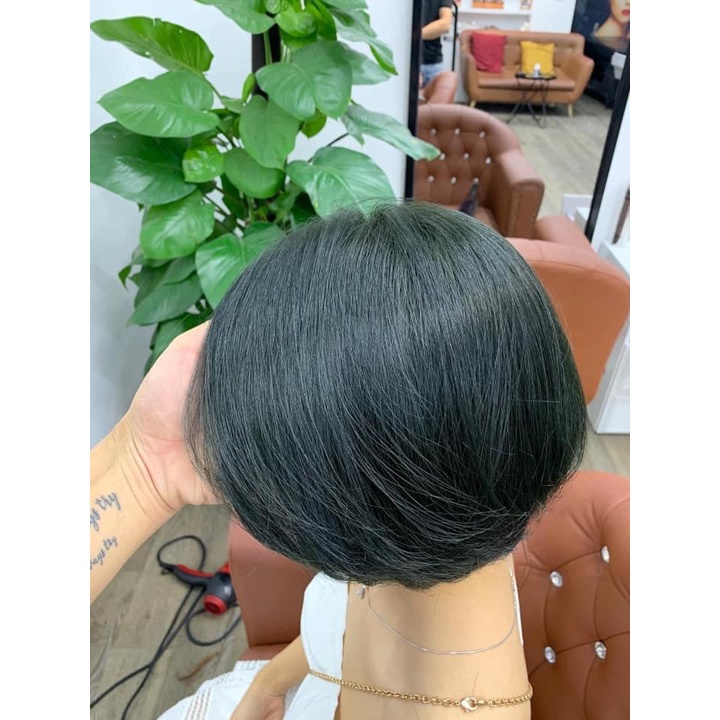 Thuốc nhuộm tóc xanh rêu đá, màu nhuộm xanh rêu đá không tẩy, lên từ nền đen, tặng kèm găng tay và trợ nhuộm siêu dưỡng