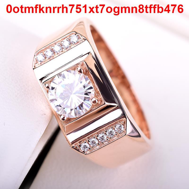 ☒ﺴ✉Nhẫn nam Moissanite nhập khẩu chính hãng Mỹ Vàng hồng 18K 2 carat D màu kim cương trắng, rộng và nặng