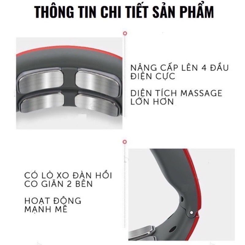 [BH 12 THÁNG] Máy massage cổ vai gáy cao cấp, CÓ CHƯỜM NÓNG 42 độ C - 4 đầu tiếp xúc, 6 chế độ mat xa, 9 cường độ