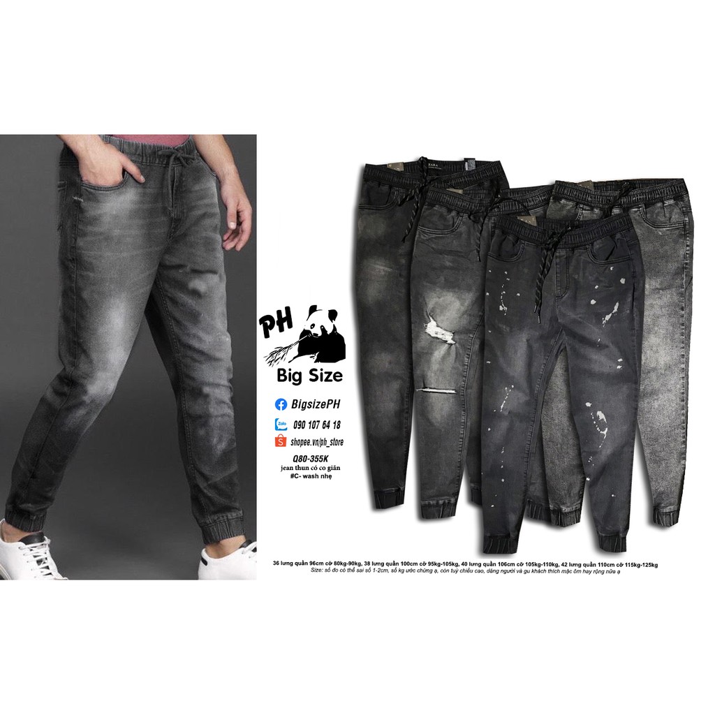 [Nowship/Grab] - [#Bigsize 80kg-125kg]- Quần Joger Jean Thun Dài màu xám co giãn size to- Q80 | BigBuy360 - bigbuy360.vn